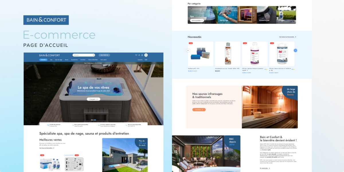 Bain et confort e-commerce réalisation page d'accueil