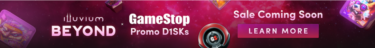 Bannières web partenariat Illuvium GameStop – design Web3 Pixellescence