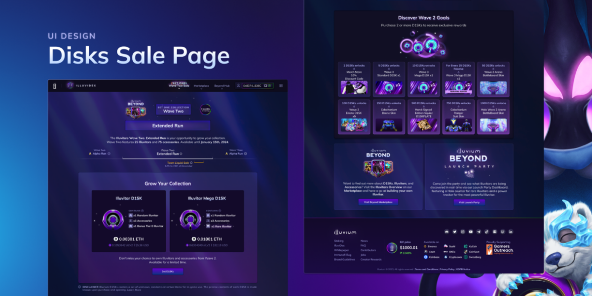Page de vente de disques NFT
