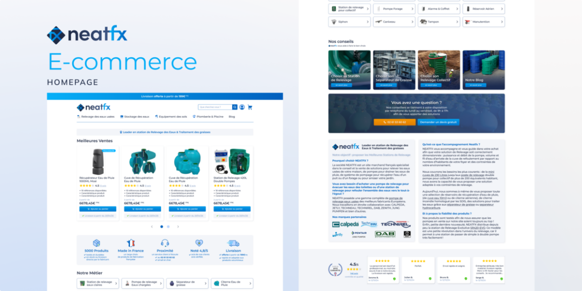 Accueil neatfx.fr – e-commerce Magento 2 Hyvä stations de relevage Pixellescence