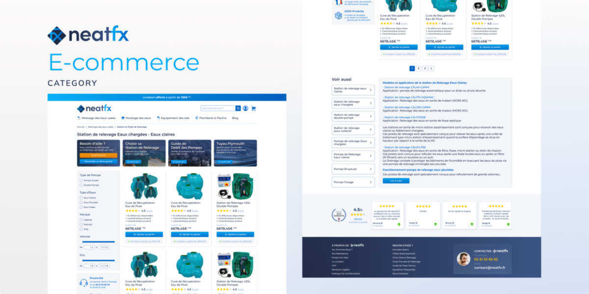 Page catégories neatfx.fr – navigation filtrée Magento 2 Hyvä Pixellescence