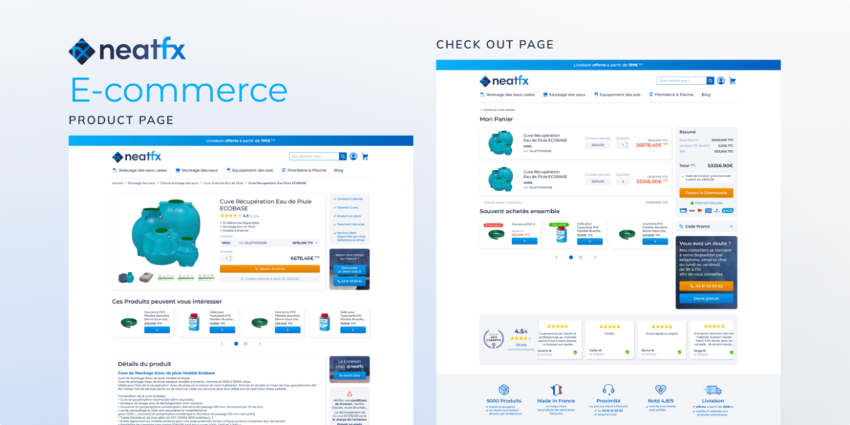 Fiche produit neatfx.fr – spécifications techniques Magento 2 Hyvä Pixellescence