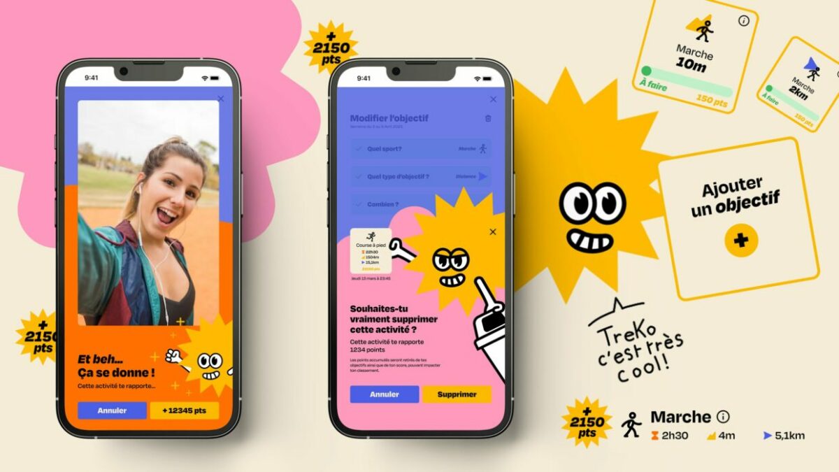 Application mobile Treko team building gamifiée – UI/UX design Pixellescence Caen