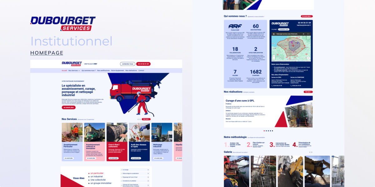 Page d'accueil dubourget.fr – site WordPress sur-mesure créé par Pixellescence Caen