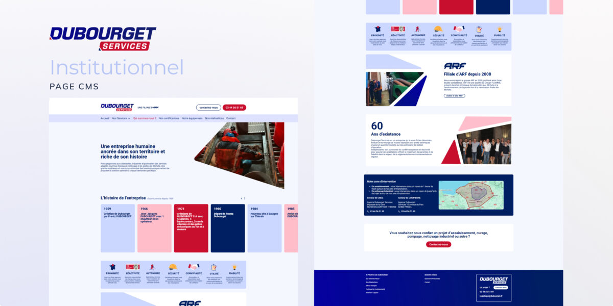 Page service dubourget.fr – WordPress thème léger développé par Pixellescence